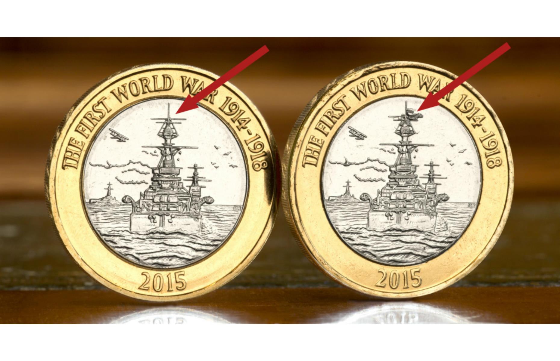 2015 UK Royal Navy £2 with ‘flags’